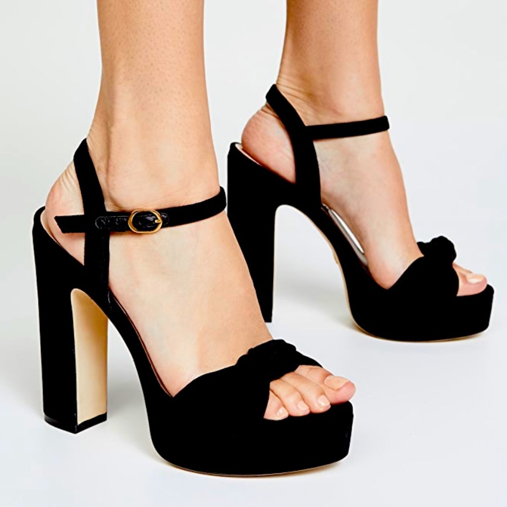 Stuart Weitzman Black Mirri Heeled Sandal